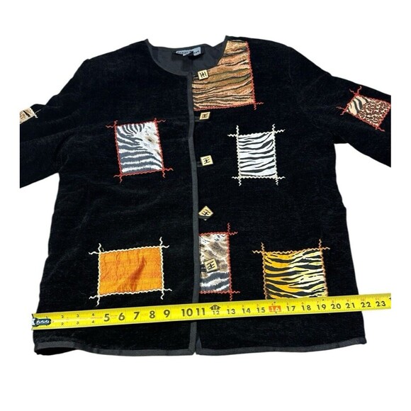 Indigo Moon jacket black size M unique boho artsy patchwork pattern - Picture 12 of 16